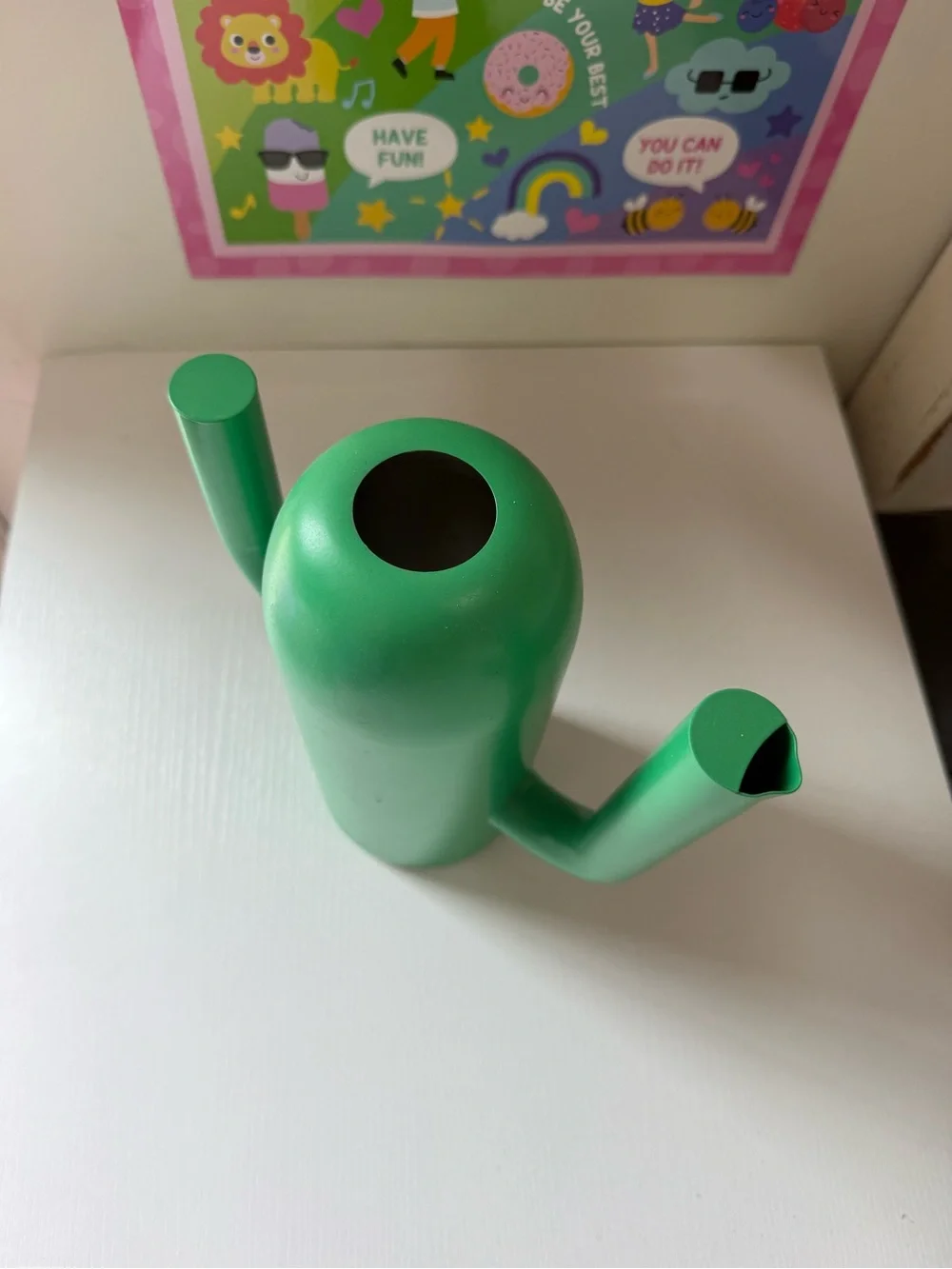 IKEA Cactus Shape Watering Can Plant Lady Vase Metal Green EUC Maximalist Decor